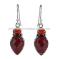 Lovely Corundum E Coral Gemstone 925 Sterling Silver Earring Jewelry